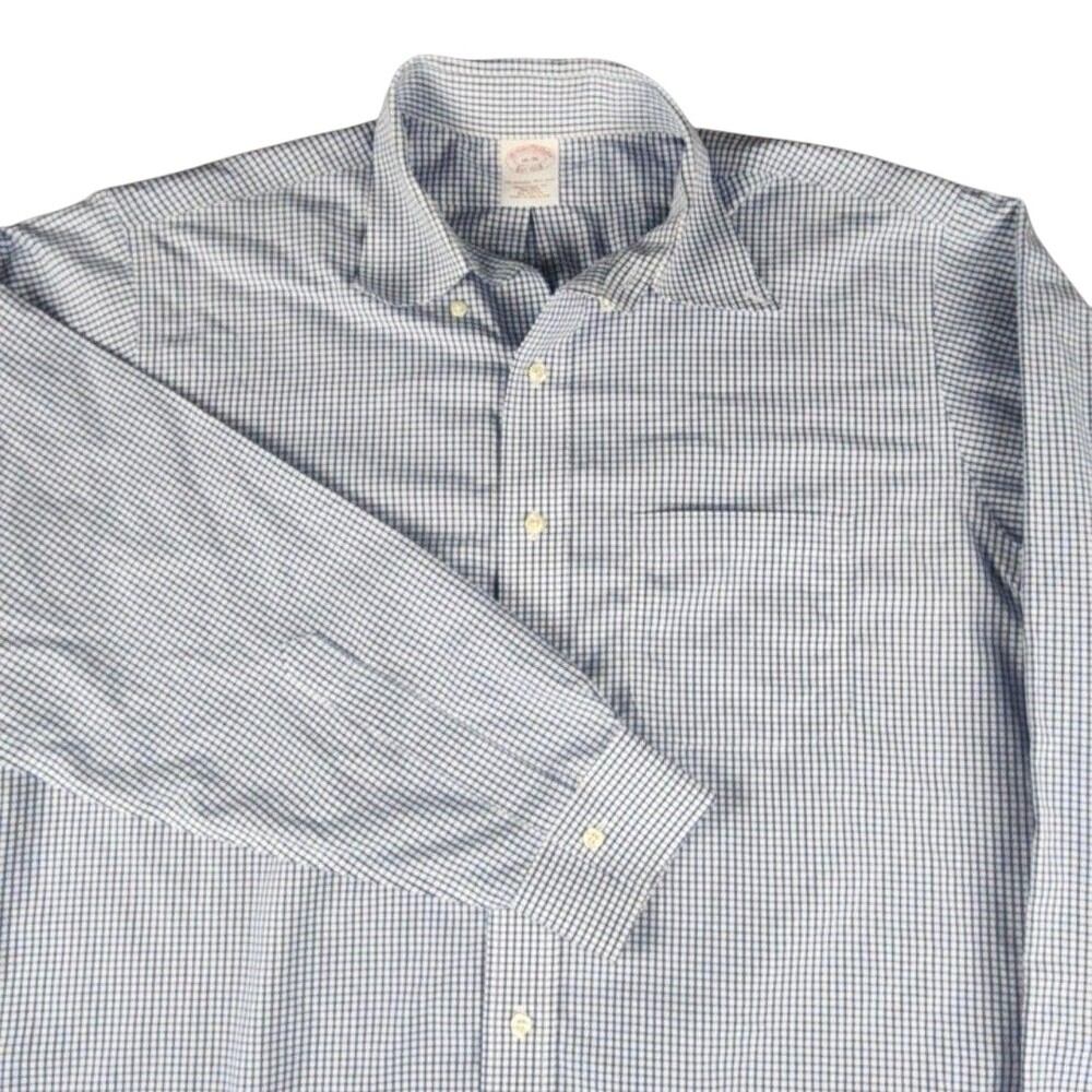 Brooks Brothers Dress Shirt Mens 16 34/35 Blue Button Down Non Iron Long Sleeve